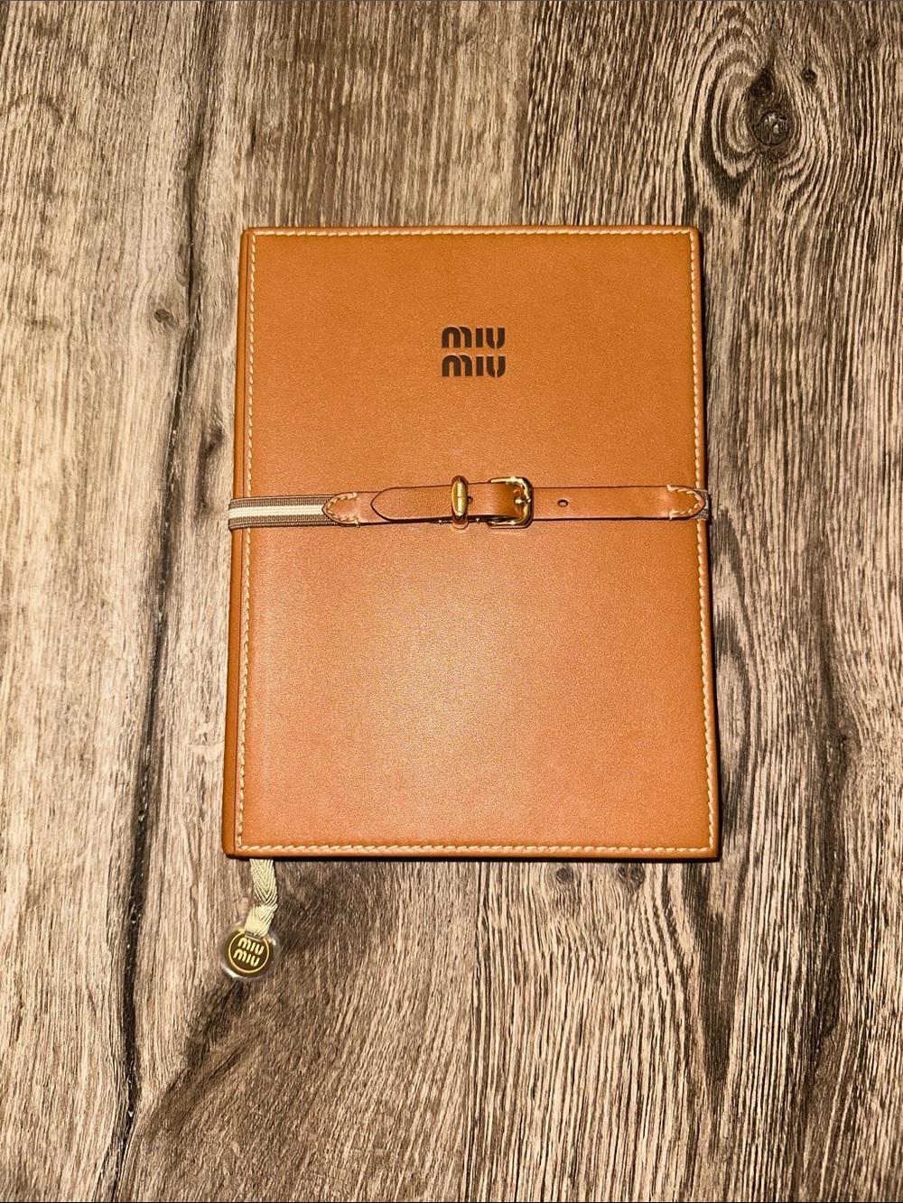 Miu Miu Cognac Leather Notebook